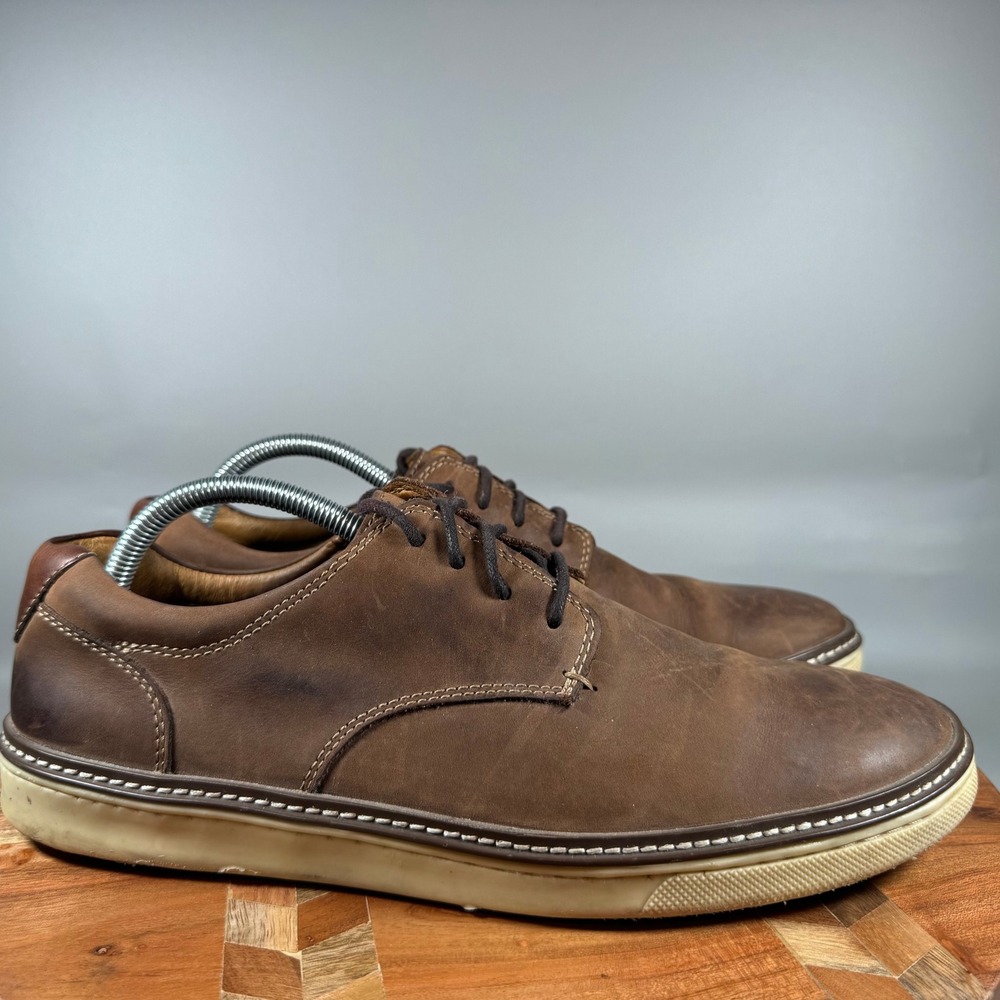 Johnston & Murphy Mens Brown Leather Plain Toe Derby Shoes 25-1642 Size 10M